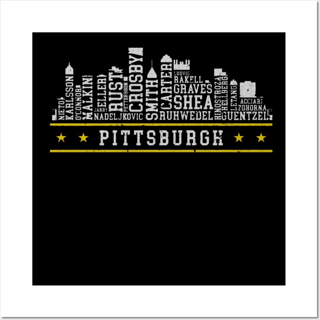 Pittsburgh Hockey Roster Skyline 23 Wall Art by ClarityMacaws